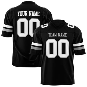 Custom Black White Solid Colour Football Jersey FT01240725BL039
