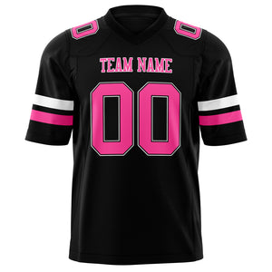 Custom Black Pink Solid Colour Football Jersey