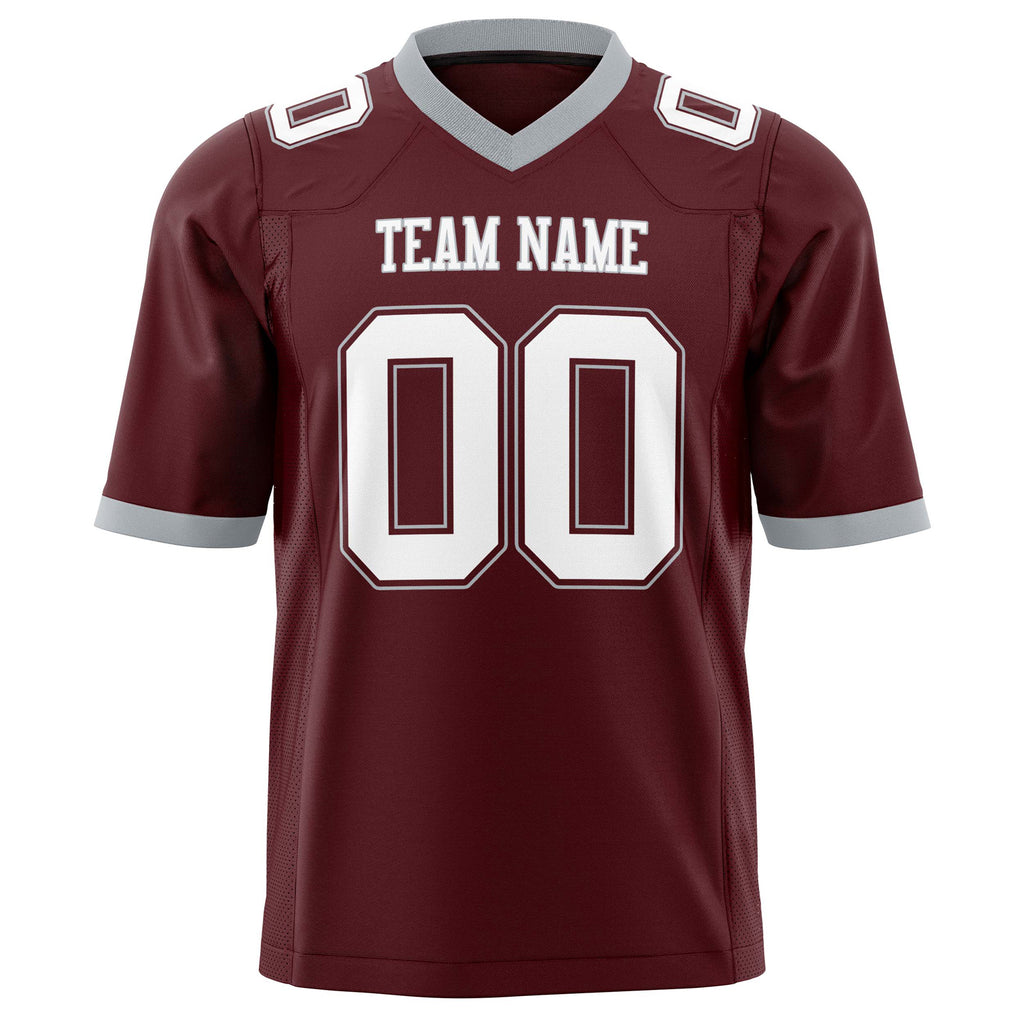 Custom Burgundy White Solid Colour Football Jersey