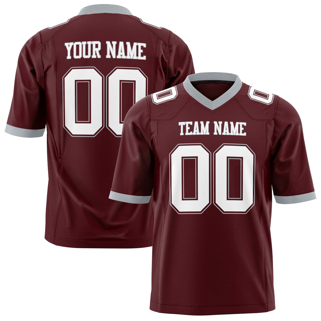 Custom Burgundy White Solid Colour Football Jersey FT01240725BU061