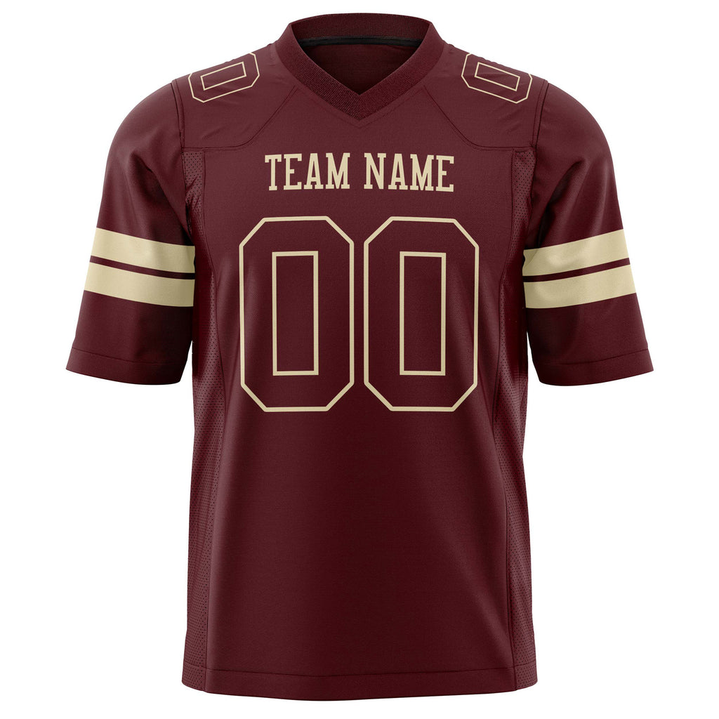 Custom Burgundy Cream Solid Colour Football Jersey