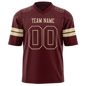 Custom Burgundy Cream Solid Colour Football Jersey