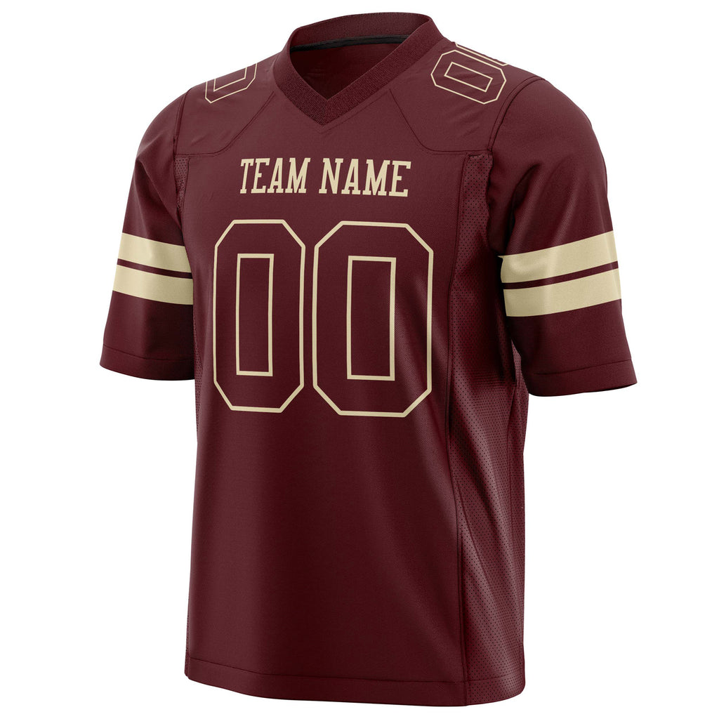 Custom Burgundy Cream Solid Colour Football Jersey