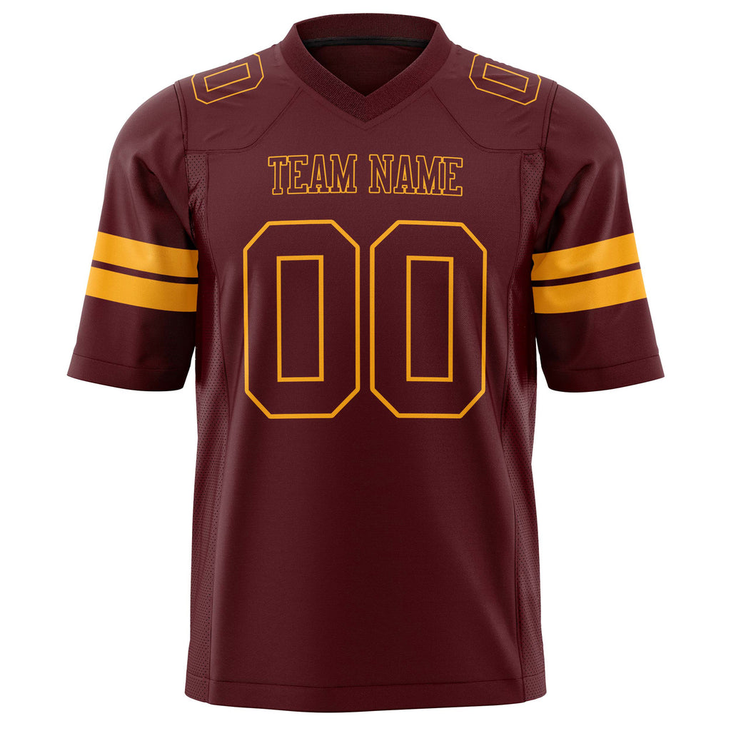 Custom Burgundy Gold Solid Colour Football Jersey