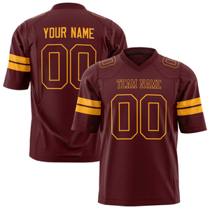 Custom Burgundy Gold Solid Colour Football Jersey FT01240725BU065