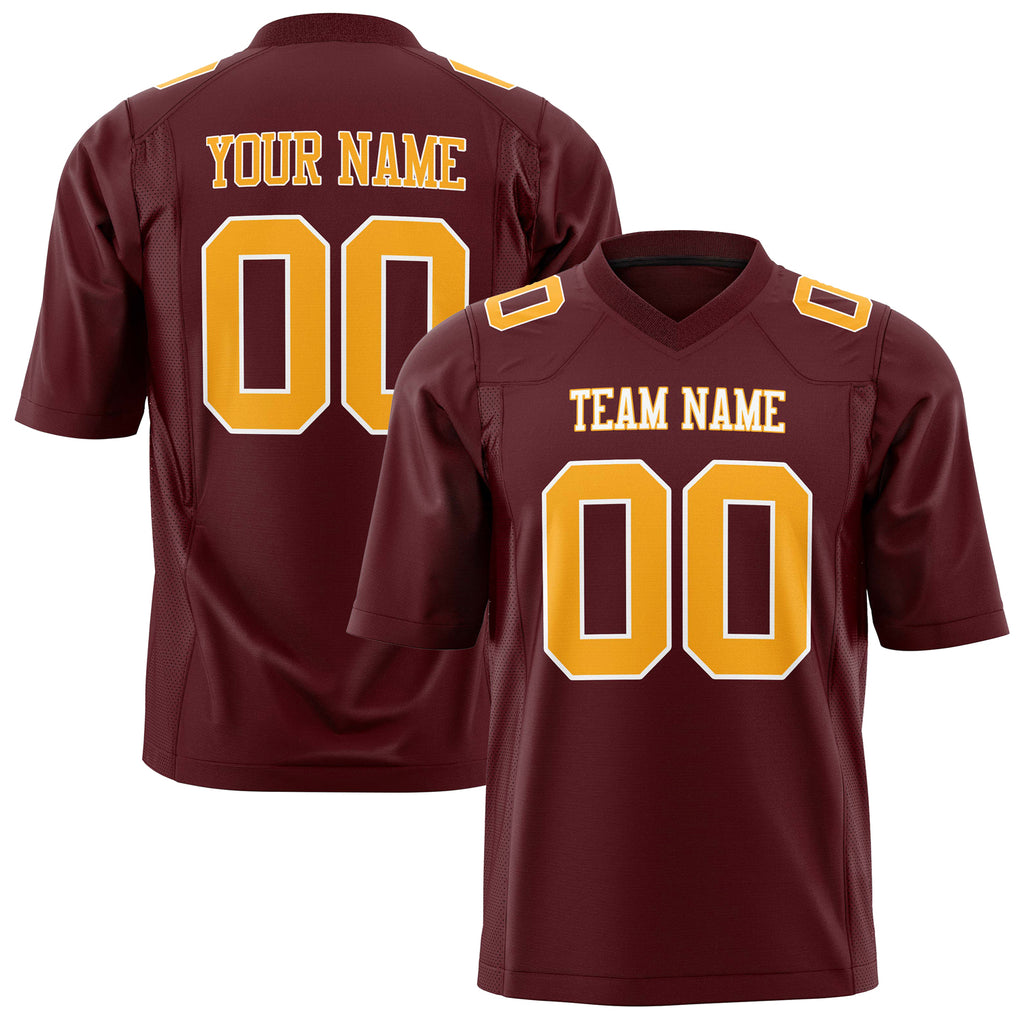 Custom Burgundy Gold Solid Colour Football Jersey FT01240725BU066