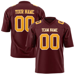 Custom Burgundy Gold Solid Colour Football Jersey FT01240725BU066