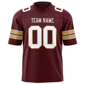 Custom Burgundy White Solid Colour Football Jersey