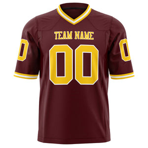 Custom Burgundy Gold Solid Colour Football Jersey
