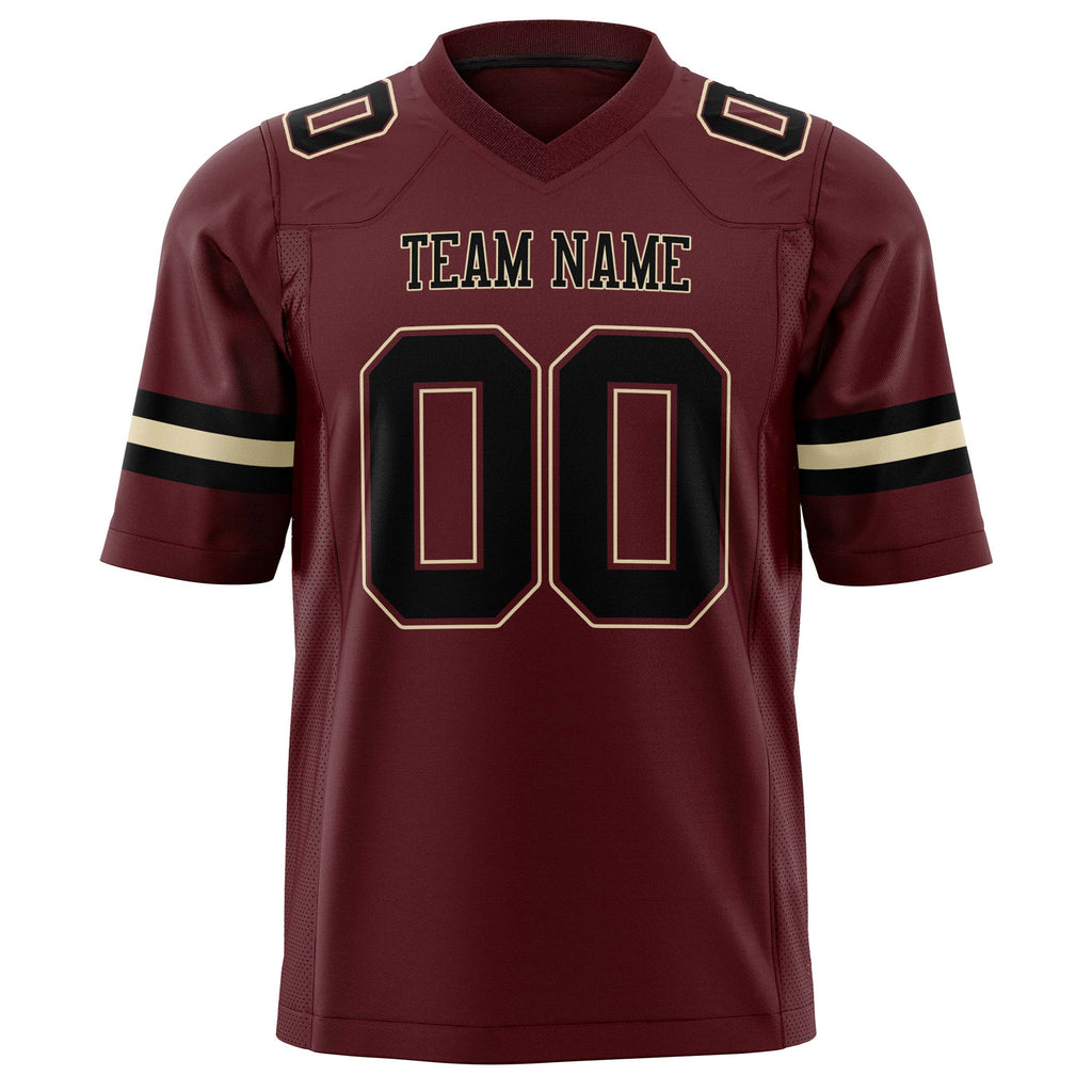 Custom Burgundy Black Solid Colour Football Jersey