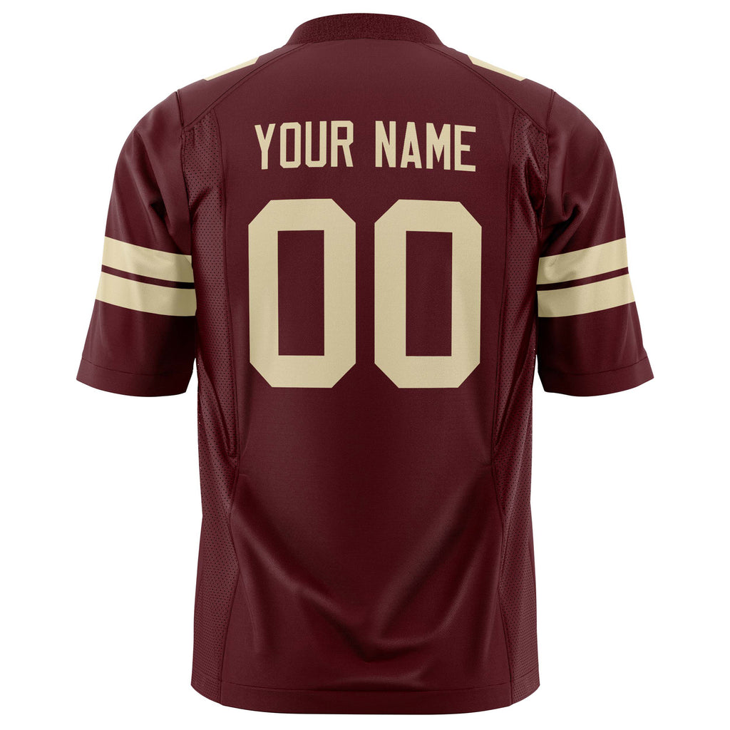 Custom Burgundy Cream Solid Colour Football Jersey