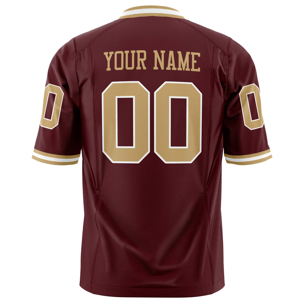 Custom Burgundy Old Gold Solid Colour Football Jersey