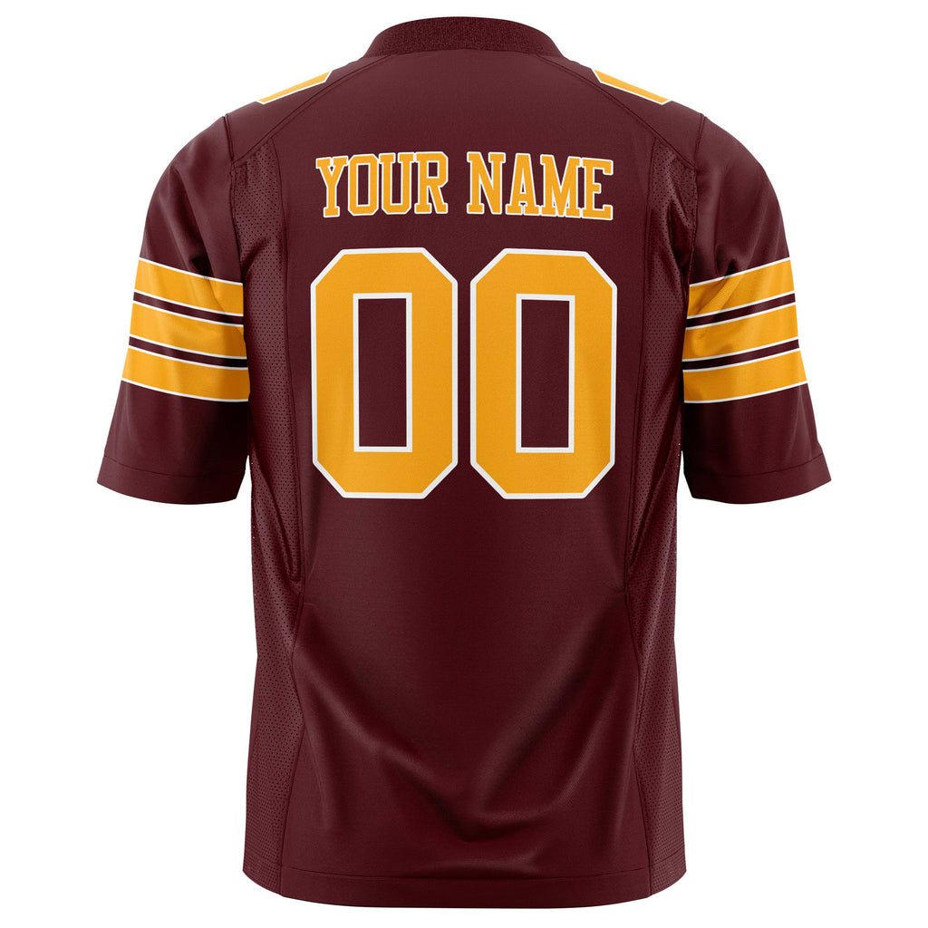 Custom Burgundy Gold Solid Colour Football Jersey