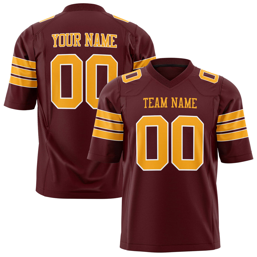 Custom Burgundy Gold Solid Colour Football Jersey FT01240725BU076