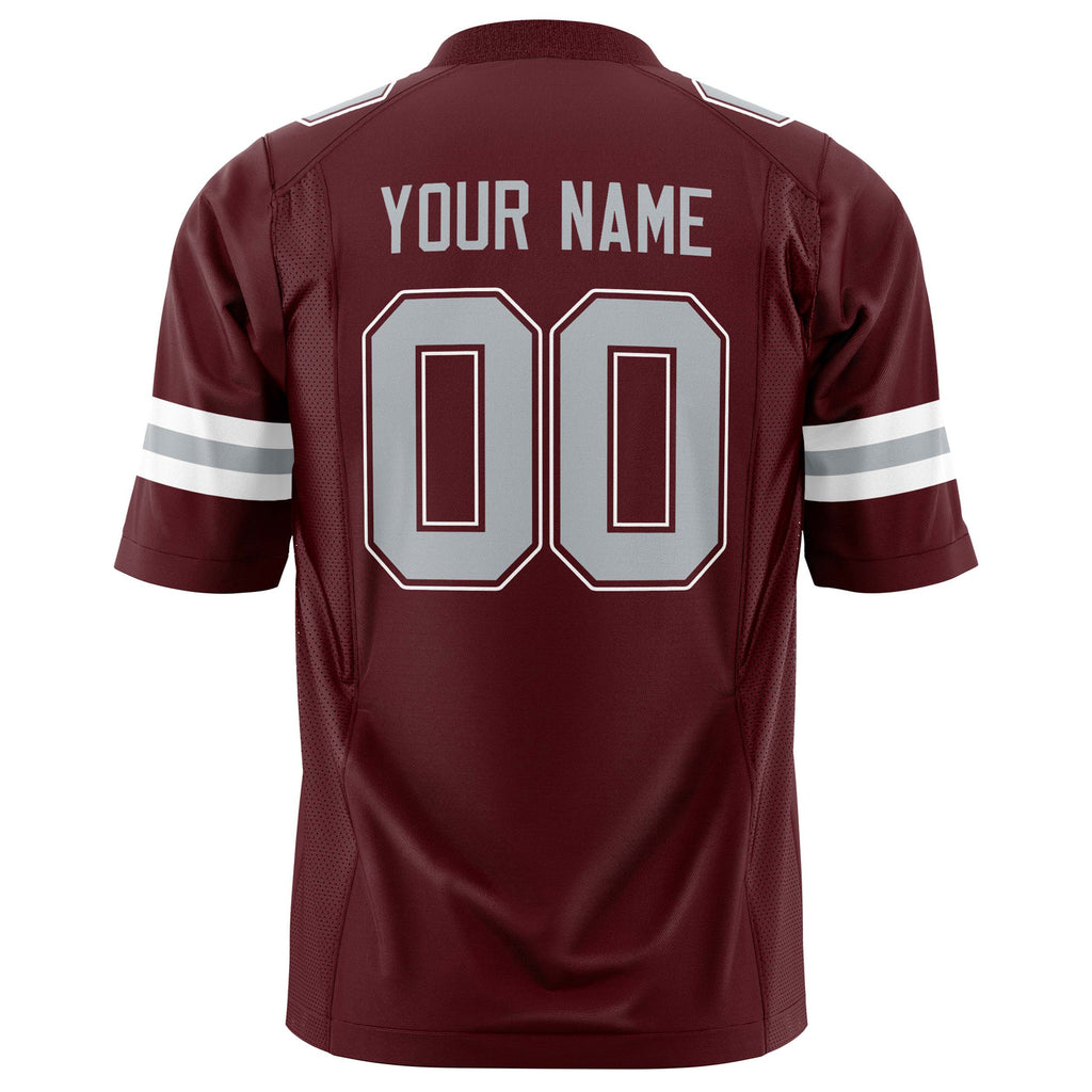 Custom Burgundy Gray Solid Colour Football Jersey