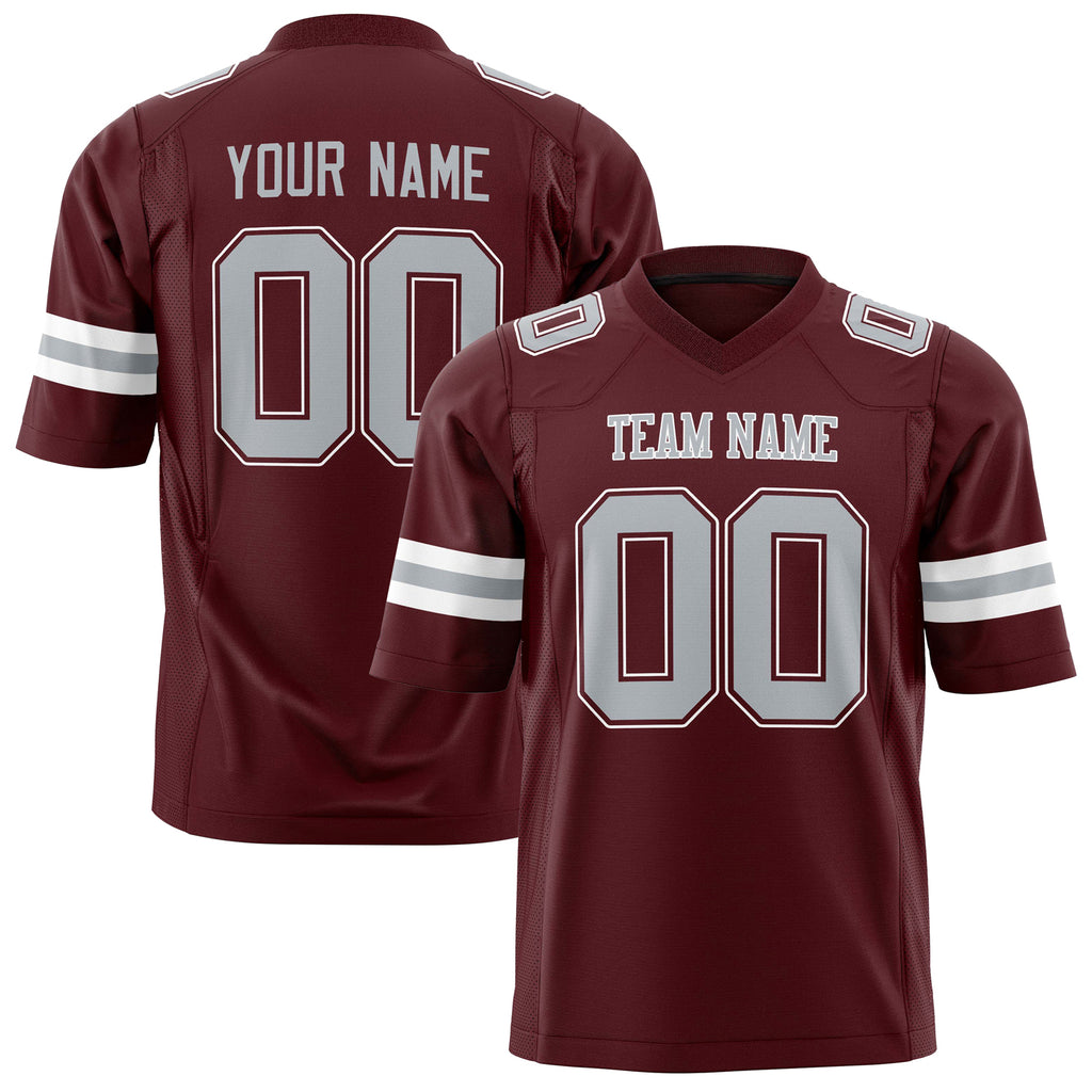 Custom Burgundy Gray Solid Colour Football Jersey FT01240725BU077