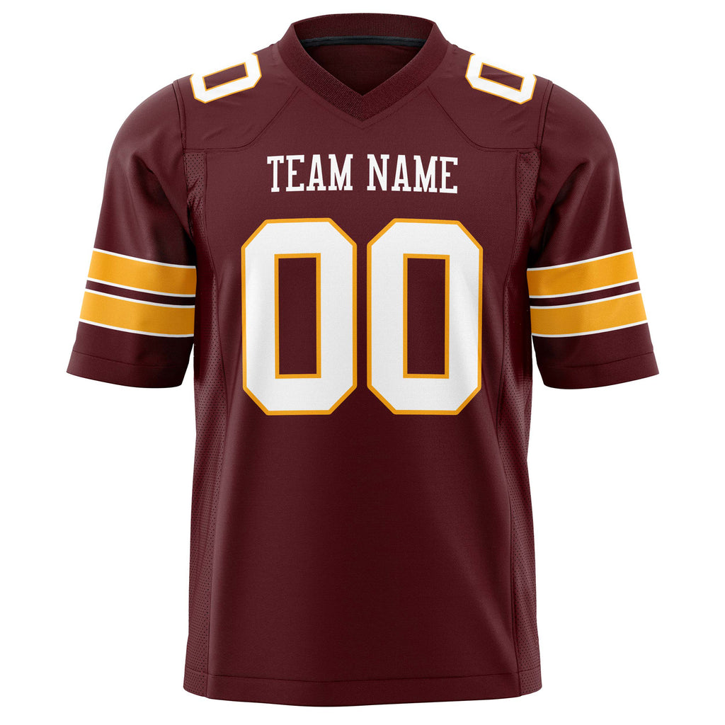 Custom Burgundy White Solid Colour Football Jersey