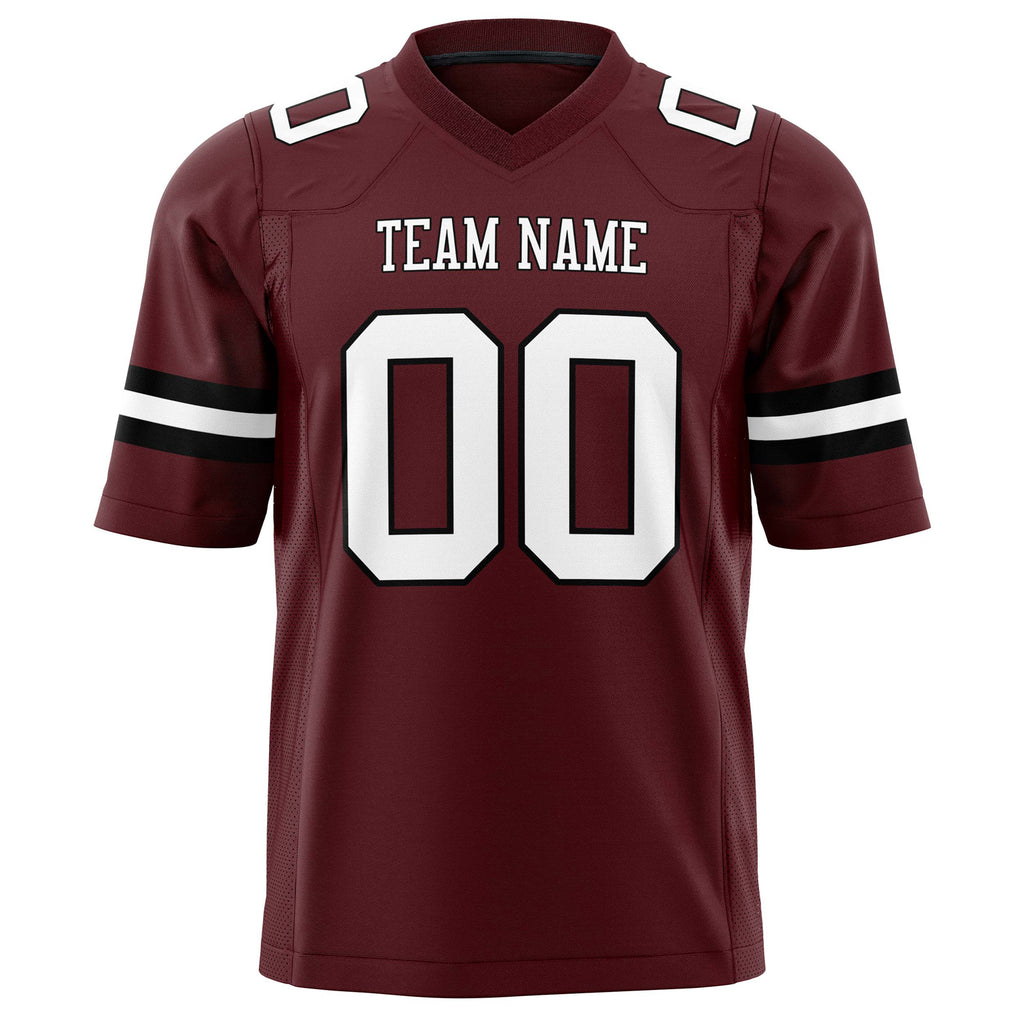 Custom Burgundy White Solid Colour Football Jersey