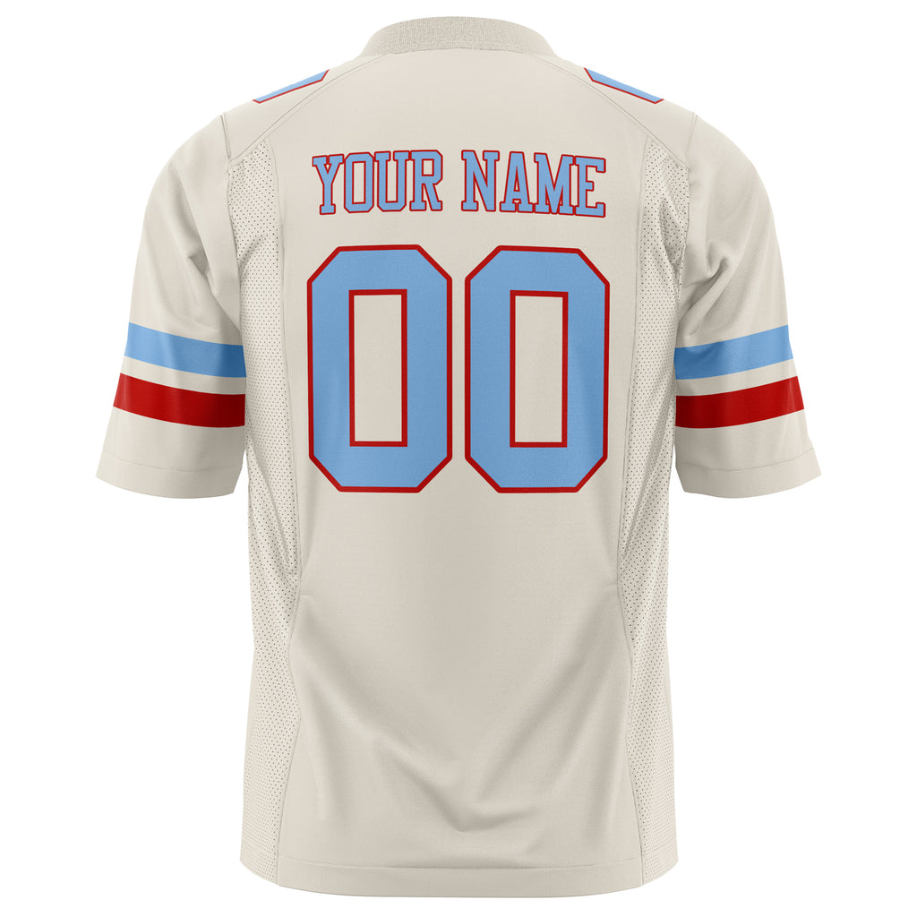 Custom Cream Light Blue Solid Colour Football Jersey