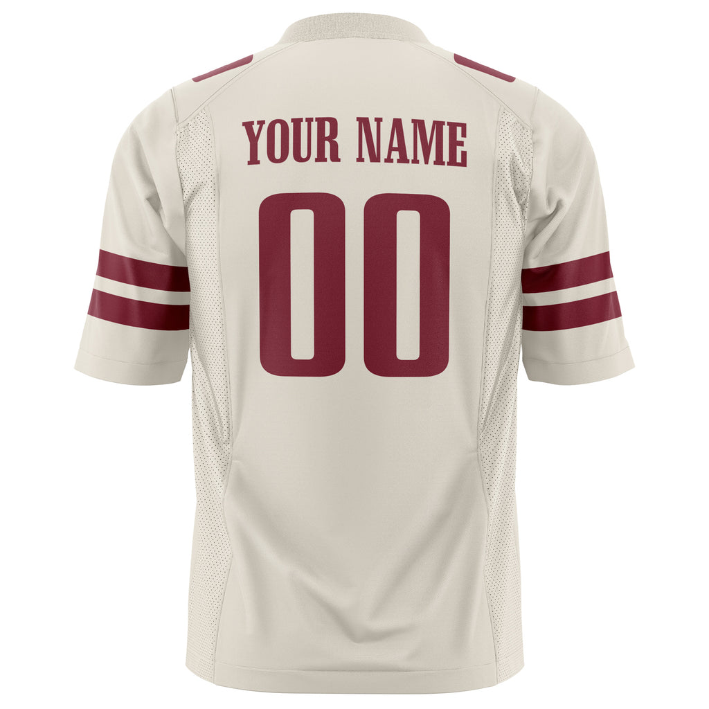 Custom Cream Maroon Solid Colour Football Jersey