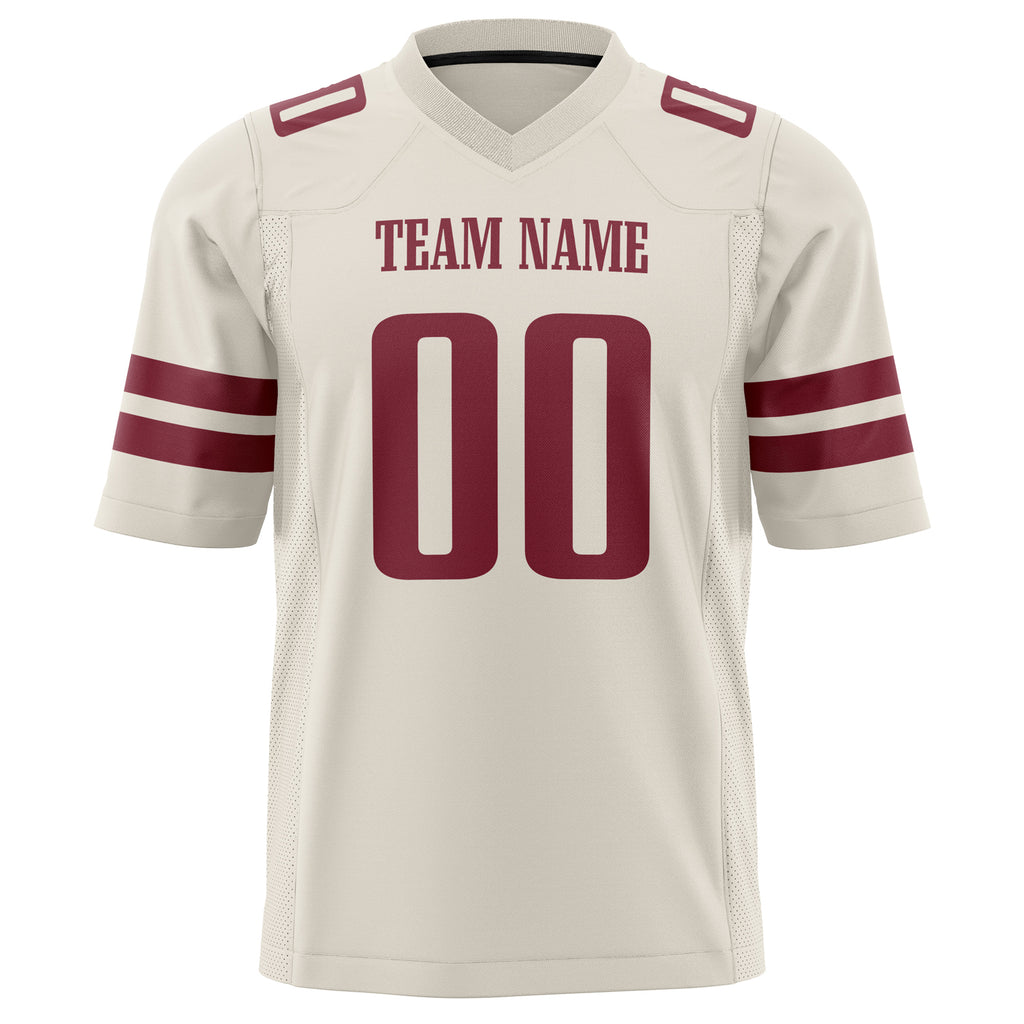 Custom Cream Maroon Solid Colour Football Jersey