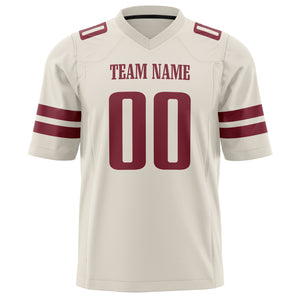 Custom Cream Maroon Solid Colour Football Jersey