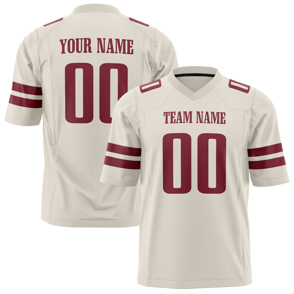 Custom Cream Maroon Solid Colour Football Jersey FT01240725CR091