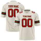 Custom Cream Red Solid Colour Football Jersey