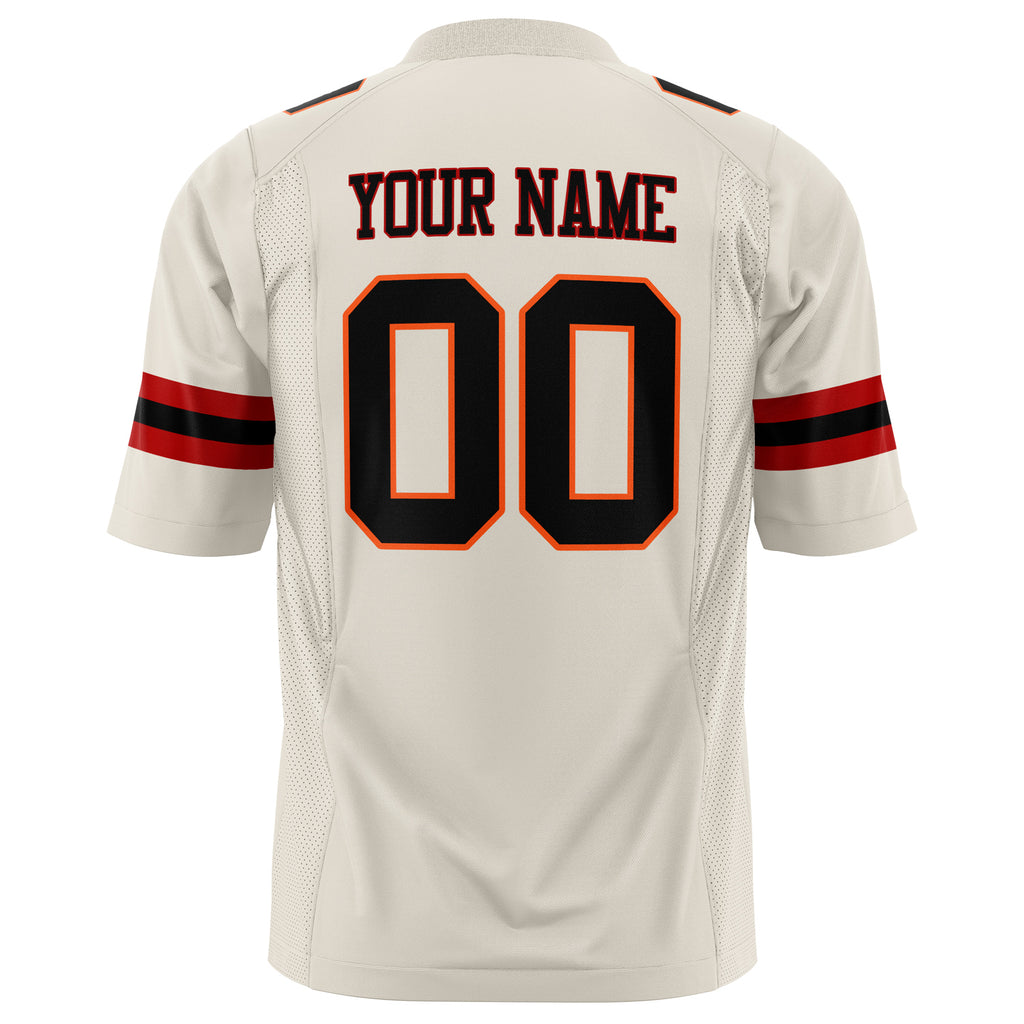 Custom Cream Black Solid Colour Football Jersey
