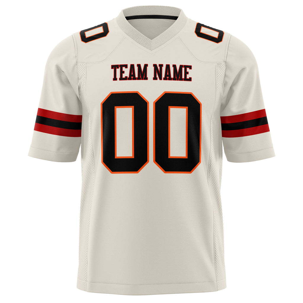 Custom Cream Black Solid Colour Football Jersey