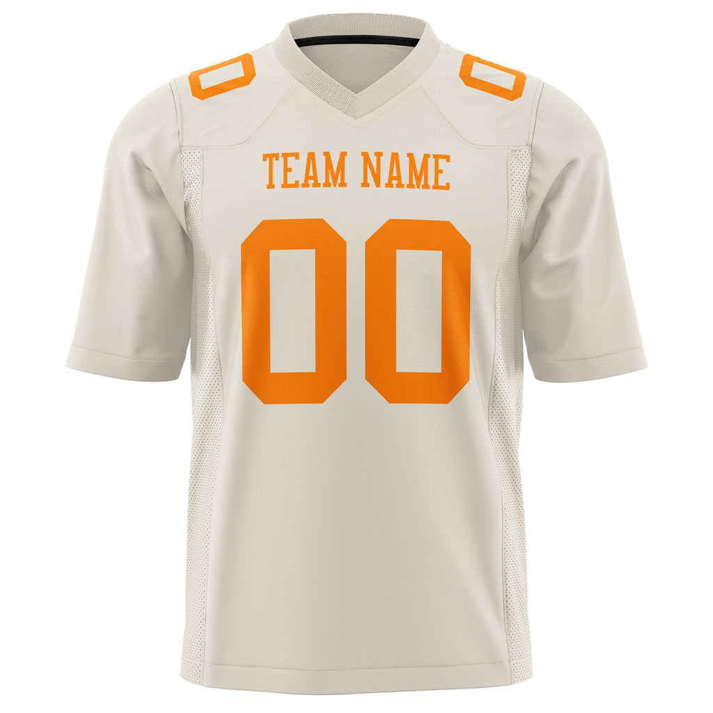 Custom Cream Orange Solid Colour Football Jersey