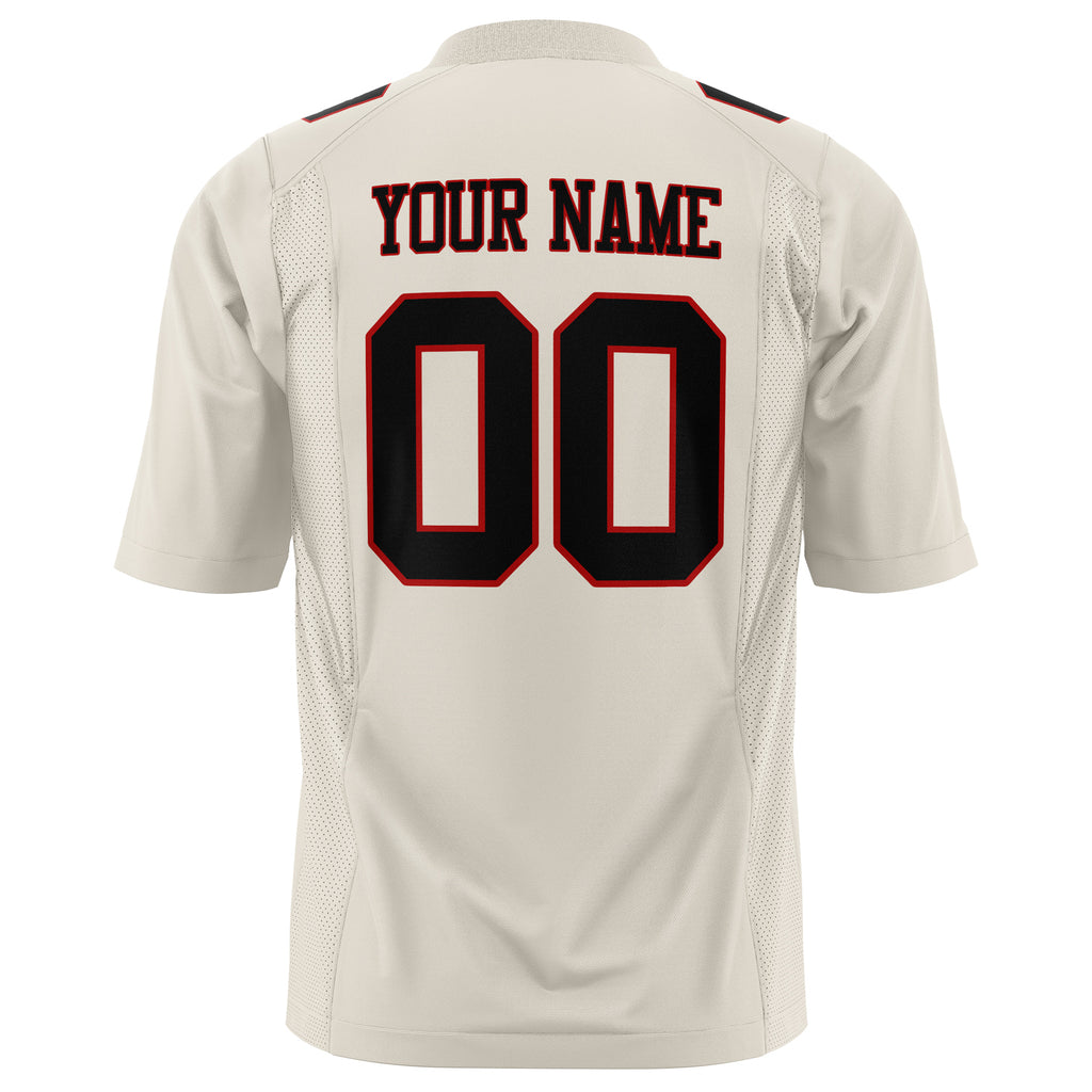 Custom Cream Black Solid Colour Football Jersey