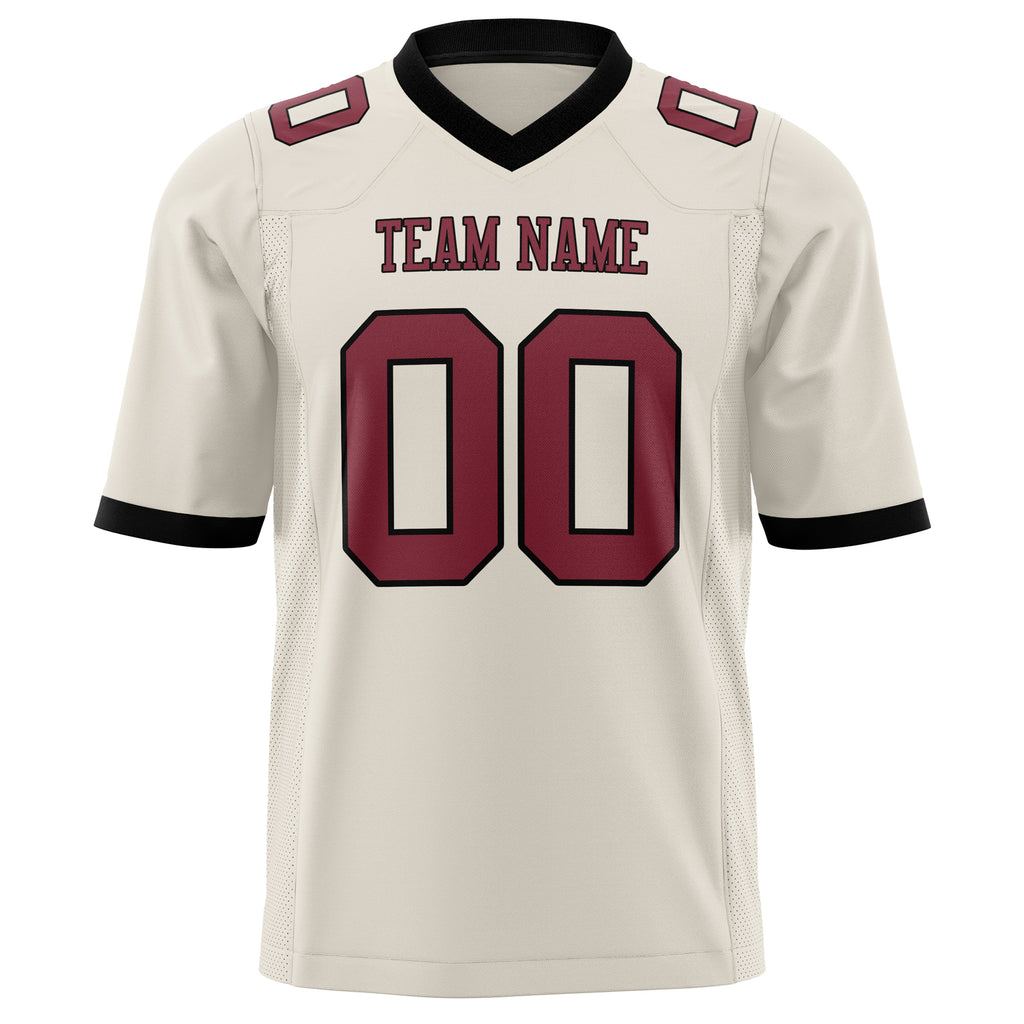 Custom Cream Maroon Solid Colour Football Jersey
