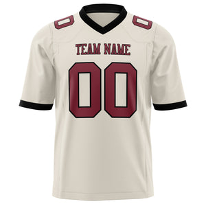 Custom Cream Maroon Solid Colour Football Jersey