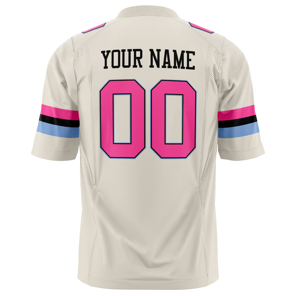 Custom Cream Pink Solid Colour Football Jersey