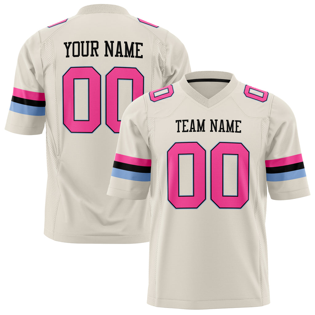Custom Cream Pink Solid Colour Football Jersey FT01240725CR098