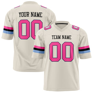 Custom Cream Pink Solid Colour Football Jersey FT01240725CR098