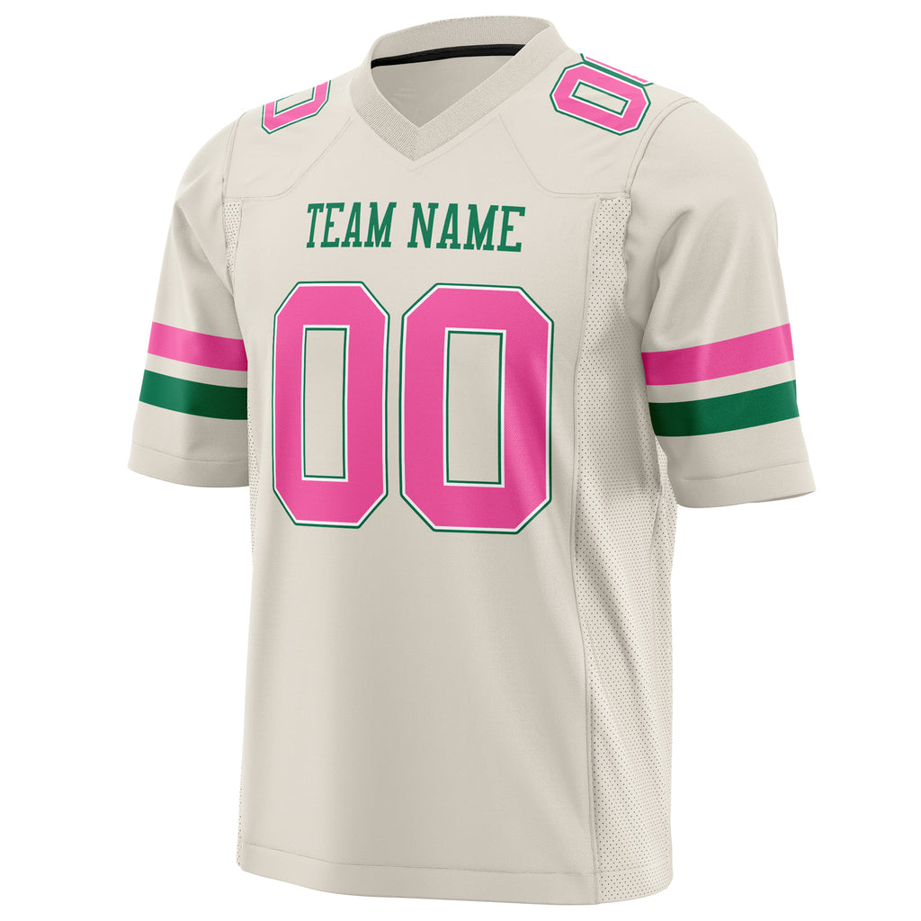 Custom Cream Pink Solid Colour Football Jersey