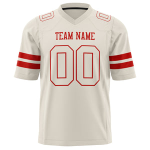 Custom Cream Red Solid Colour Football Jersey