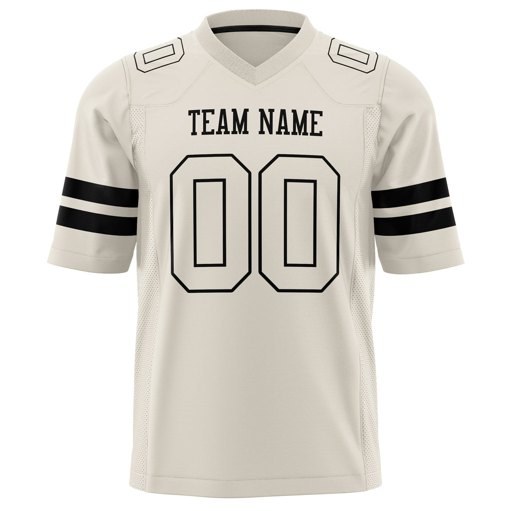 Custom Cream Black Solid Colour Football Jersey