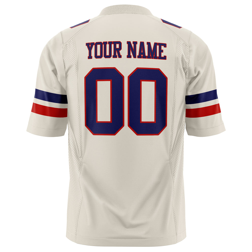 Custom Cream Navy Solid Colour Football Jersey