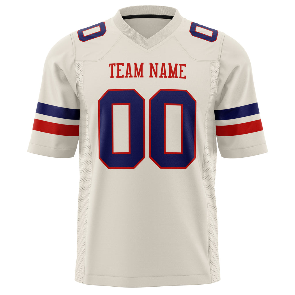 Custom Cream Navy Solid Colour Football Jersey