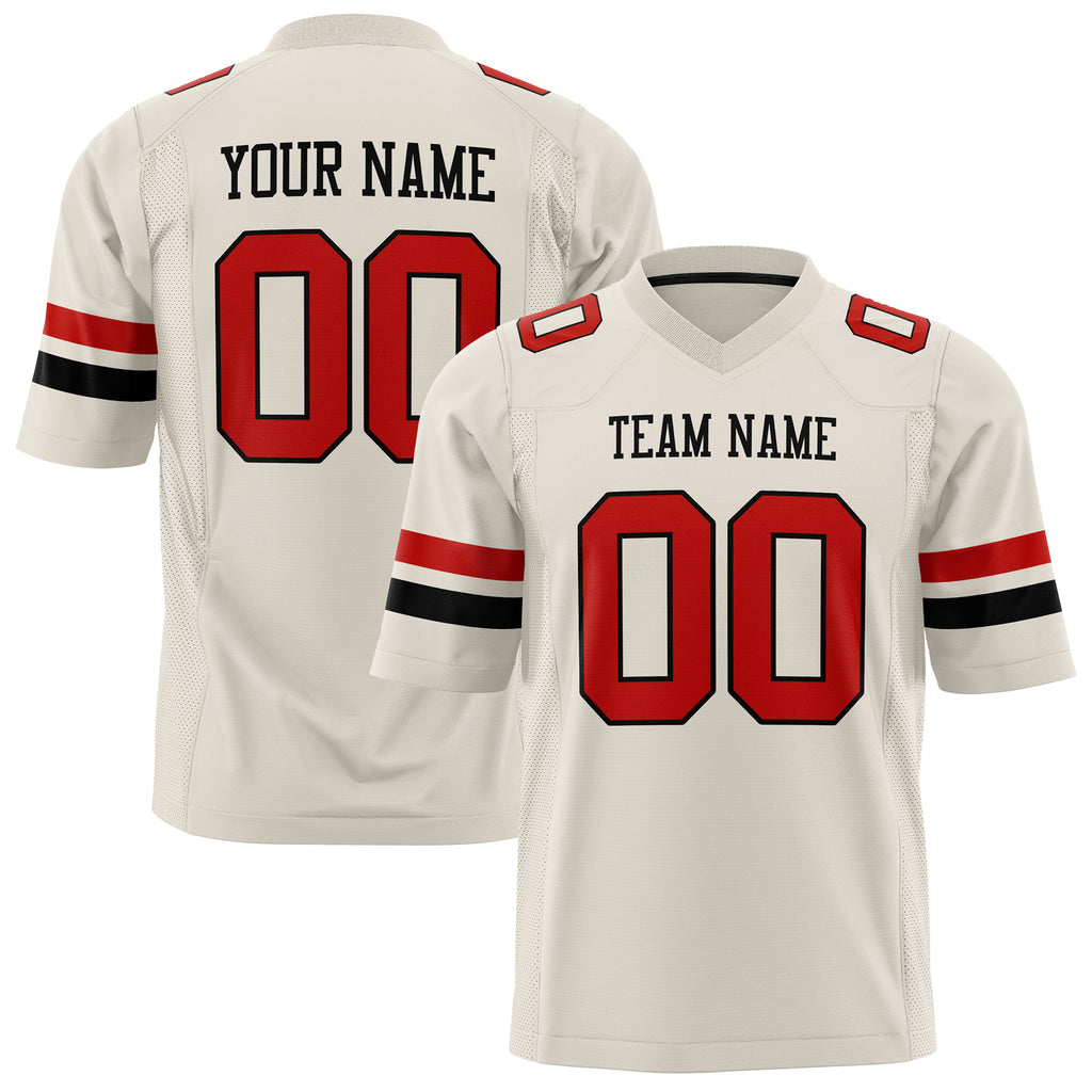 Custom Cream Red Solid Colour Football Jersey FT01240725CR108