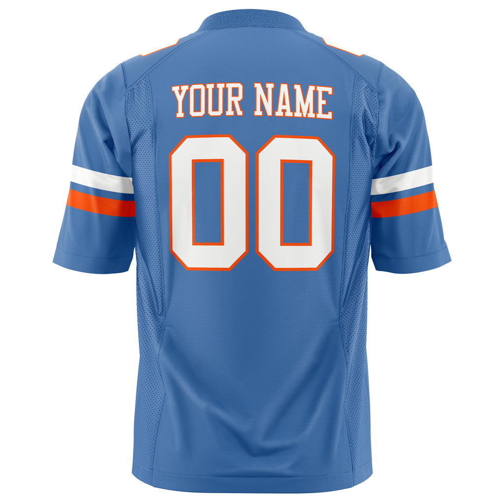 Custom Electric Blue White Solid Colour Football Jersey