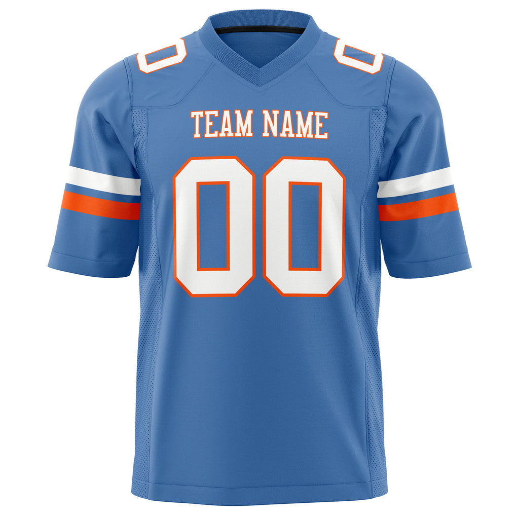 Custom Electric Blue White Solid Colour Football Jersey