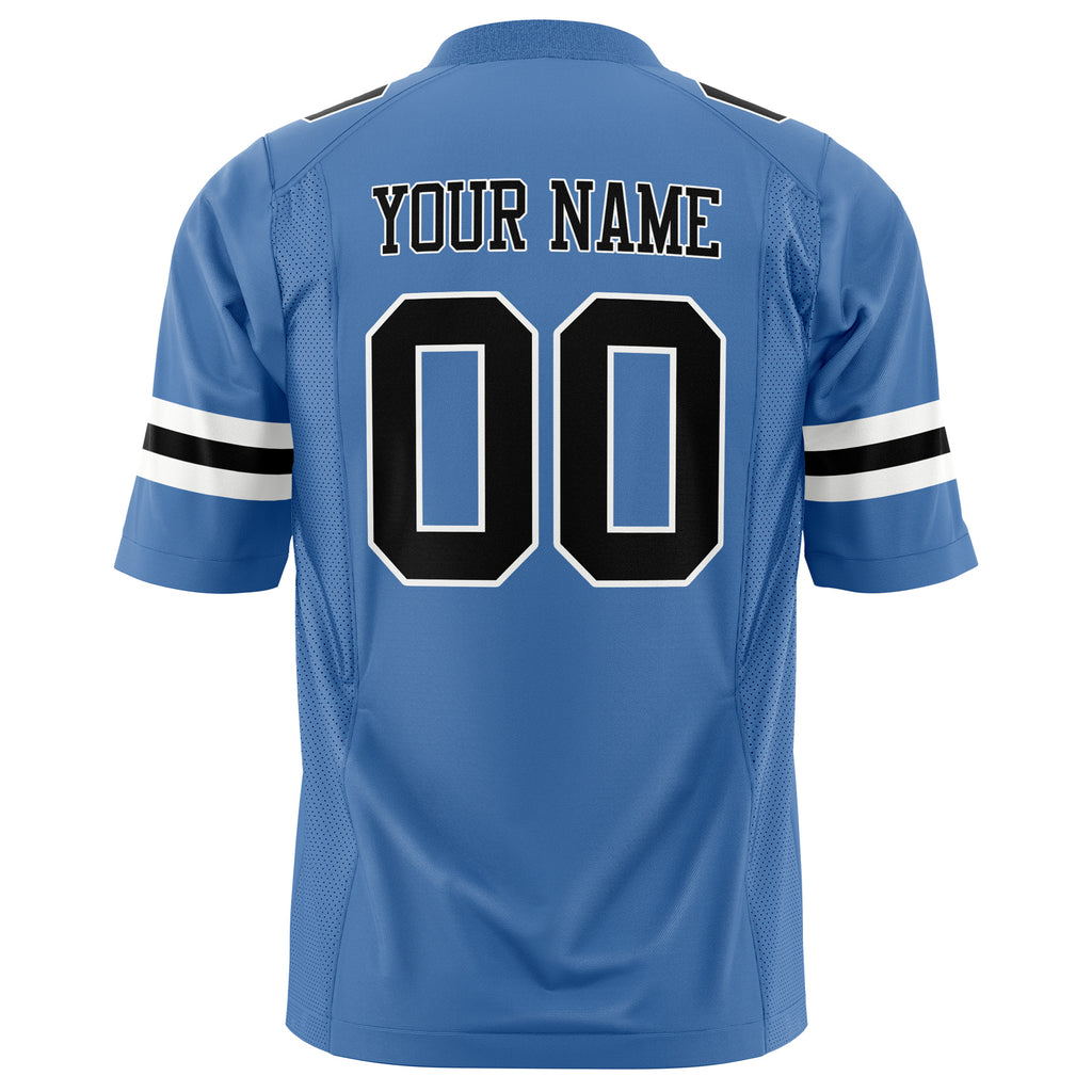 Custom Electric Blue Black Solid Colour Football Jersey