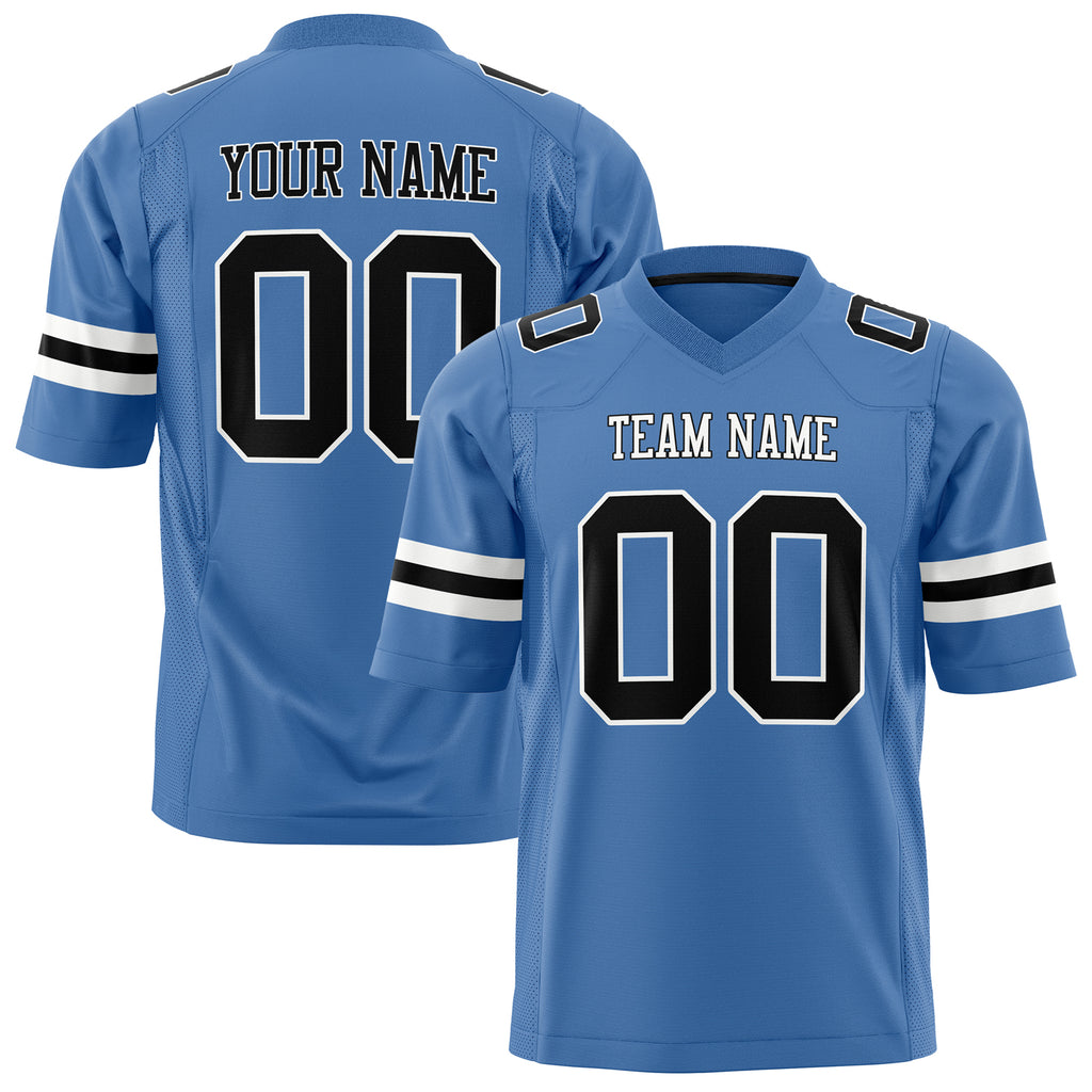 Custom Electric Blue Black Solid Colour Football Jersey FT01240725EL111
