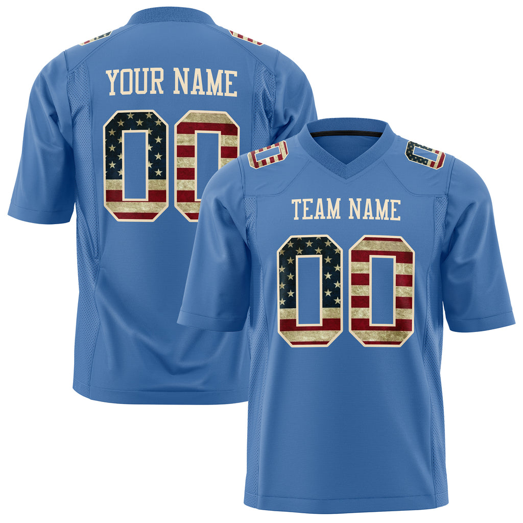 Custom Electric Blue Cream Solid Colour Football Jersey FT01240725EL112
