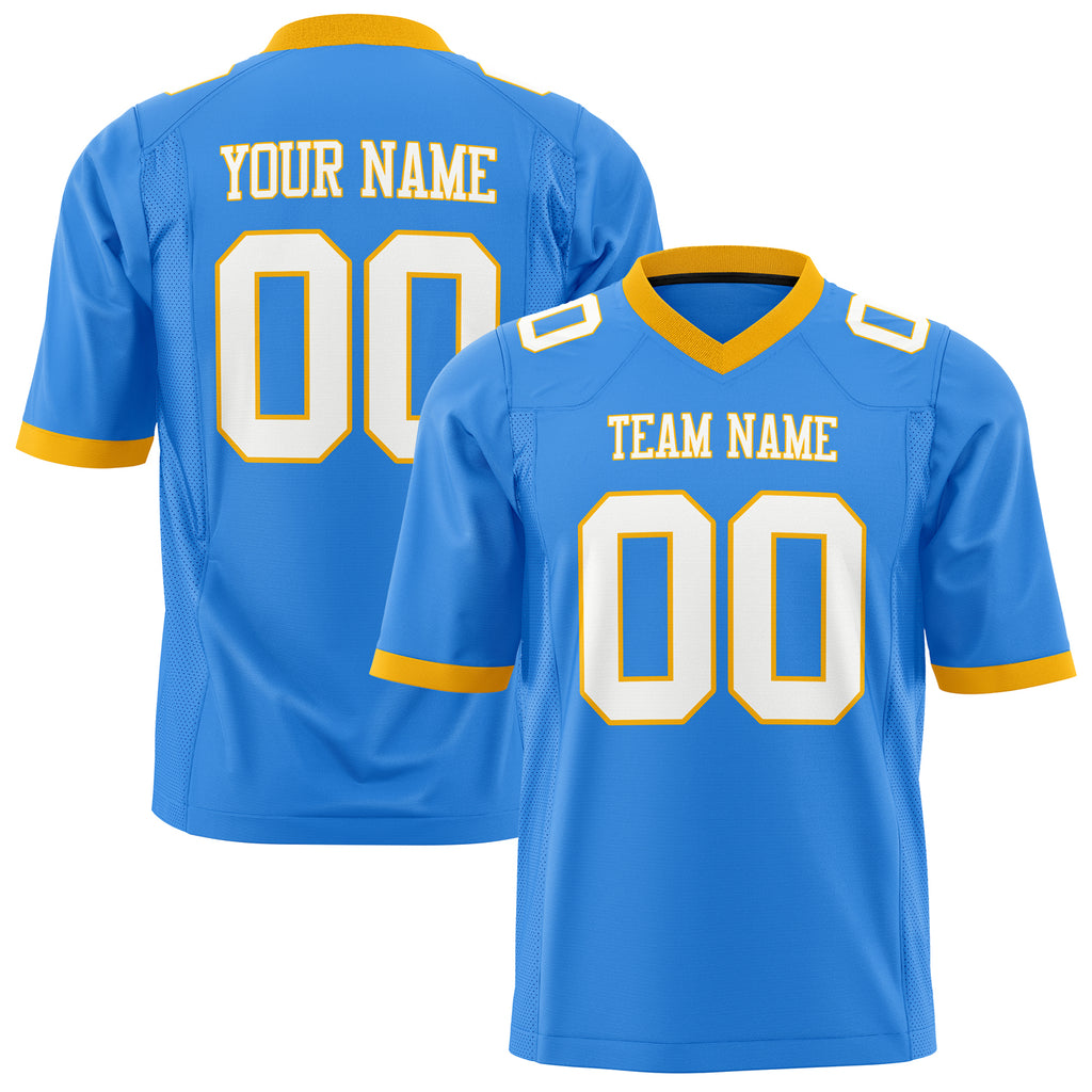 Custom Electric Blue White Solid Colour Football Jersey FT01240725EL113