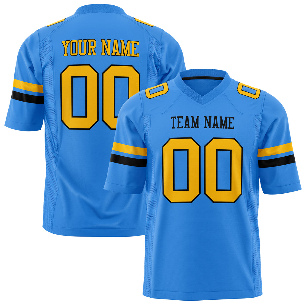 Custom Electric Blue Gold Solid Colour Football Jersey FT01240725EL114